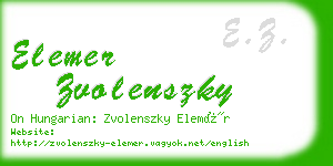 elemer zvolenszky business card